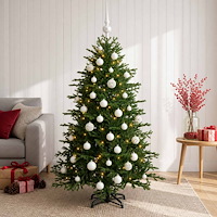 vidaXL Konstgjord julgran med julkulor 150 cm 150 LED-lampor Varmvit