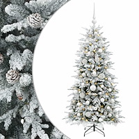 vidaXL Konstgjord julgran med julkulor 120 cm 150 LED-lampor Varmvit