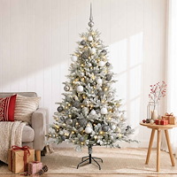 vidaXL Konstgjord julgran med kulor 120 cm 150 LED-lampor Varmvit