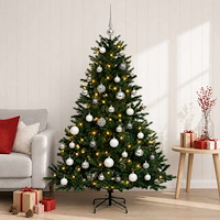 vidaXL Konstgjord julgran med julkulor 120 cm 150 LED-lampor Varmvit