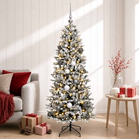 vidaXL Konstgjord julgran med julkulor 120 cm 150 LED-lampor Varmvit