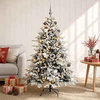 vidaXL Konstgjord julgran med julkulor 150 cm 150 LED-lampor Varmvit