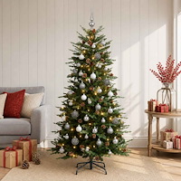 vidaXL Konstgjord julgran med julkulor 120 cm 150 LED-lampor Varmvit