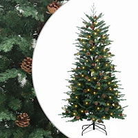 vidaXL Artificial Hinged Christmas Tree 180 cm 300 LED-lampor Varmvit