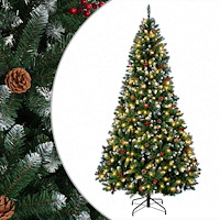 vidaXL Plast Hingad Julgran 210 cm 300 LED-lampor Varmvit