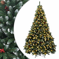 vidaXL Plast Hingad Julgran 210 cm 300 LED-lampor Varmvit