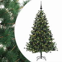 vidaXL Konstgjord julgran med julkulor 240 cm 300 LED-lampor Varmvit
