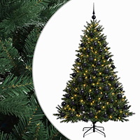 vidaXL Konstgjord julgran med julkulor 180 cm 300 LED-lampor Varmvit