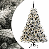 vidaXL Konstgjord julgran med julkulor 240 cm 300 LED-lampor Varmvit