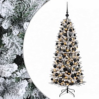 vidaXL Konstgjord julgran med julkulor 180 cm 300 LED-lampor Varmvit