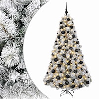 vidaXL Konstgjord julgran med julkulor 240 cm 300 LED-lampor Varmvit