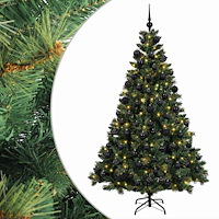 vidaXL Konstgjord julgran med kulor 240 cm 300 LED-lampor Varmvit