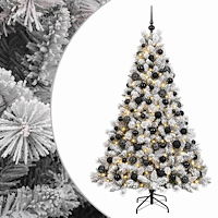 vidaXL Konstgjord julgran med kulor 180 cm 300 LED-lampor Varmvit