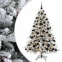 vidaXL Konstgjord julgran med julkulor 180 cm 300 LED-lampor Varmvit