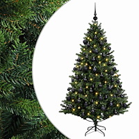 vidaXL Konstgjord julgran med julkulor 180 cm 300 LED-lampor Varmvit