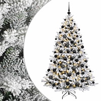 vidaXL Konstgjord julgran med julkulor 180 cm 300 LED-lampor Varmvit
