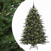 vidaXL Konstgjord julgran med julkulor 240 cm 300 LED-lampor Varmvit