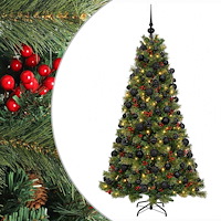 vidaXL Konstgjord julgran med julkulor 180 cm 300 LED-lampor Varmvit