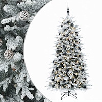 vidaXL Konstgjord julgran med julkulor 240 cm 300 LED-lampor Varmvit