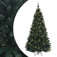 vidaXL Konstgjord julgran mörkgrön med julgranskulor 180 cm