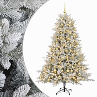 vidaXL Konstgjord julgran med kulor 240 cm 300 LED-lampor Varmvit