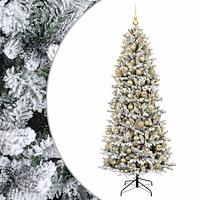 vidaXL Konstgjord julgran med julkulor 240 cm 300 LED-lampor Varmvit