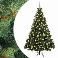 vidaXL Konstgjord julgran med kulor 240 cm 300 LED-lampor Varmvit