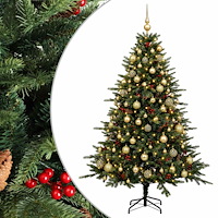 vidaXL Konstgjord julgran med julkulor 240 cm 300 LED-lampor Varmvit