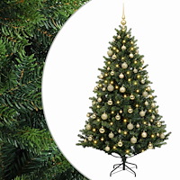 vidaXL Konstgjord julgran med julkulor 240 cm 300 LED-lampor Varmvit