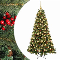 vidaXL Konstgjord julgran med julkulor 240 cm 300 LED-lampor Varmvit