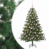 vidaXL Konstgjord julgran med julkulor 240 cm 300 LED-lampor Varmvit
