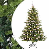 vidaXL Konstgjord julgran med kulor 240 cm 300 LED-lampor Varmvit