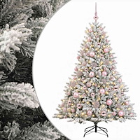 vidaXL Konstgjord julgran med julkulor 240 cm 300 LED-lampor Varmvit