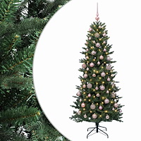 vidaXL Konstgjord julgran med julkulor 180 cm 300 LED-lampor Varmvit