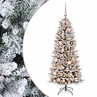 vidaXL Konstgjord julgran med julkulor 210 cm 300 LED-lampor Varmvit