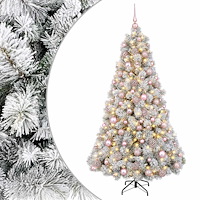 vidaXL Konstgjord julgran med julkulor 210 cm 300 LED-lampor Varmvit