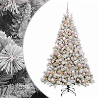 vidaXL Konstgjord julgran med kulor 180 cm 300 LED-lampor Varmvit