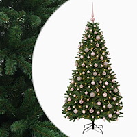 vidaXL Konstgjord julgran mellangrön med julgranskulor 180 cm