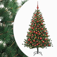 vidaXL Konstgjord julgran med julkulor 210 cm 300 LED-lampor Varmvit