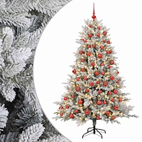 vidaXL Konstgjord julgran med julkulor 210 cm 300 LED-lampor Varmvit