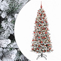 vidaXL Konstgjord julgran med julkulor 240 cm 300 LED-lampor Varmvit