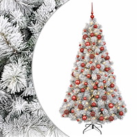vidaXL Konstgjord julgran med julkulor 240 cm 300 LED-lampor Varmvit
