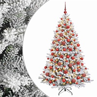 vidaXL Konstgjord julgran med kulor 180 cm 300 LED-lampor Varmvit