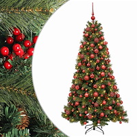 vidaXL Konstgjord julgran med julkulor 240 cm 300 LED-lampor Varmvit