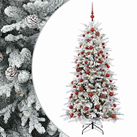 vidaXL Konstgjord julgran med kulor 240 cm 300 LED-lampor Varmvit