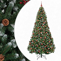 vidaXL Konstgjord julgran grön med julkula 180 cm 300 LED-lampor