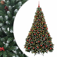 vidaXL Konstgjord julgran grön med julkula 210 cm 300 LED-lampor