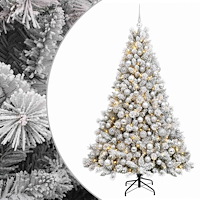 vidaXL Konstgjord julgran med kulor 210 cm 300 LED-lampor Varmvit