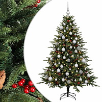 vidaXL Konstgjord julgran med julkulor 240 cm 300 LED-lampor Varmvit