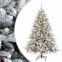vidaXL Konstgjord julgran med julkulor 210 cm 300 LED-lampor Varmvit